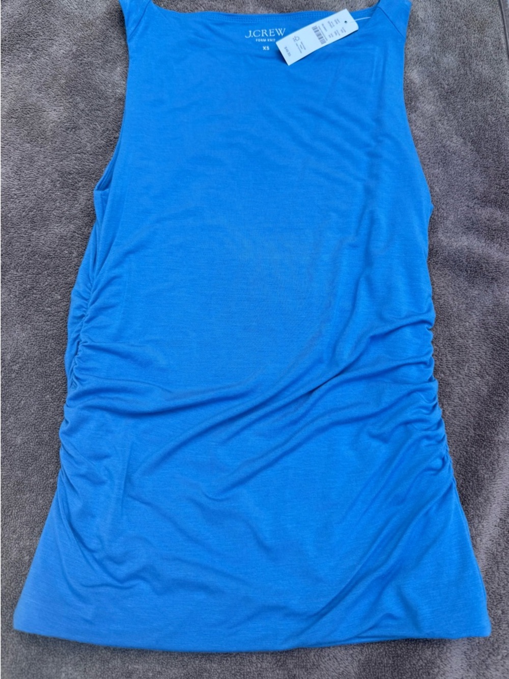 NWT J. Crew Bright Blue Sleeveless Ruched Tank Top